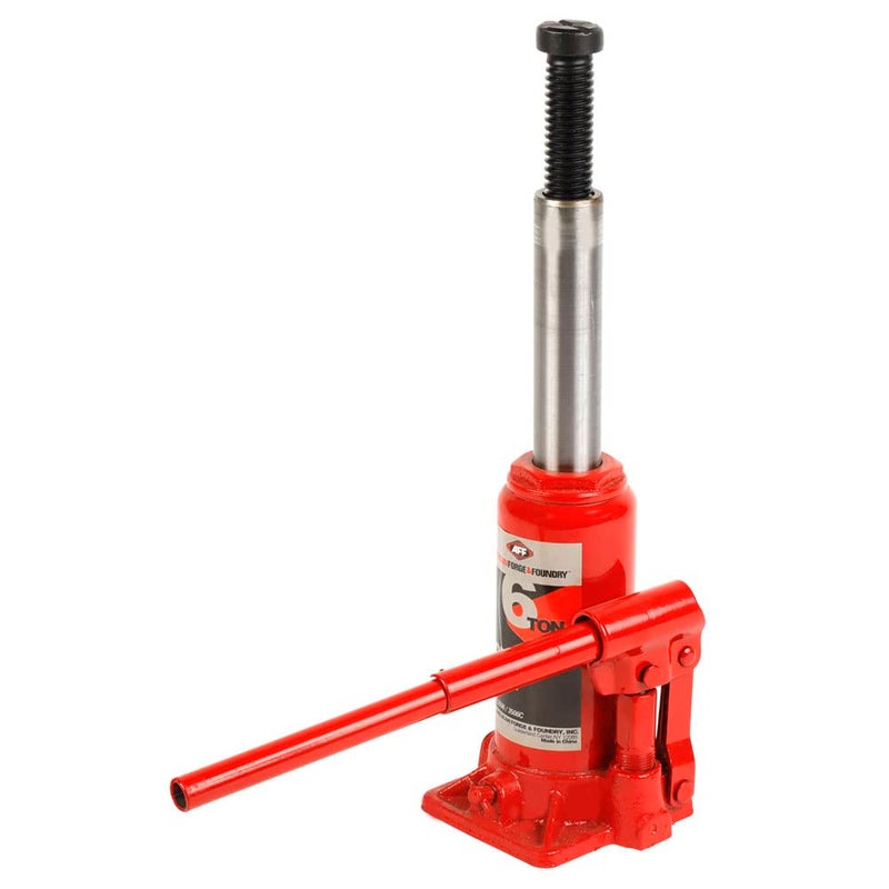 AFF Heavy Duty 6 Ton Bottle Jack with Plastic Carrying Case, Machine Hardened Steel Saddles, Centered Pumps and Rams, 3506C - Image 2